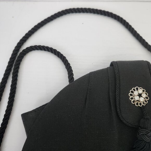 Women's Whiting and Davis International Vintage Black Fabric Evening Purse - Picture 9 of 9